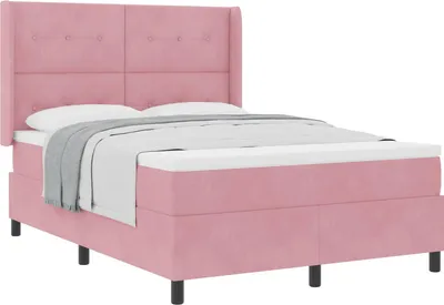 Obrázok produktu pre Posteľ s pružinovým rámom s matracmi Ružová 160 x 200 cm Zamat