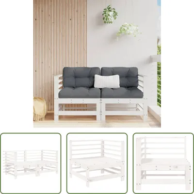 Produktbild von The Living Store Garten-Ecksofas 2 Stk. Weiß Massivholz Kiefer