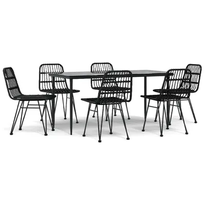 Obrázok produktu pre vidaXL 7-dielny záhradný jedálenský set Black Poly Rattan