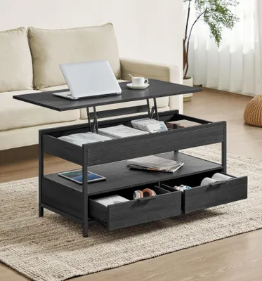 Produktbild von Couchtisch mit offenem Fach, höhenverstellbar, Anthrazit/Schwarz, 50 x 100 x 48-63 cm