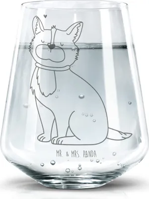 Produktbild von Mr. & Mrs. Panda Glas Hund Glück - Transparent - Geschenk, Spruch, Sprüche, Becherglas, Liebe, Tumbler, Herz, Wasserglas, Trinkglas, Dekoglas, Corgie