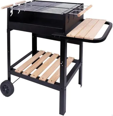 Image de Barbecue à charbon portable avec double grille et réglage en hauteur - Idéal pour 10 personnes