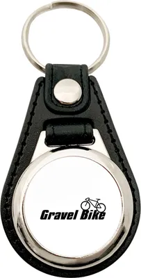 Produktbild von Huuraa Schlüsselanhänger Gravel Bike Fahrrad Metall mit Kunstleder Schlüsselring Einkaufswagenchip Geschenkidee