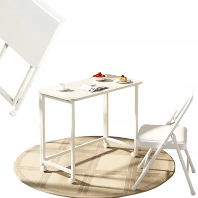 Produktbild von Stolik Pod Laptopa Na Kółkach Biurko Nowoczesne Mobilny Stolik Biały Loft