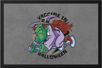 Produktbild von Vaccine in Halloween Fußmatte Hexenbesen Monster Hexer Spooky Corona Virus Geschenk Lockdown
