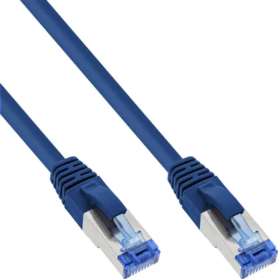 Produktbild von INLINE Patchkabel S-FTP PiMf Cat.6A 500MHz halogenfrei Kupfer blau 0,25m