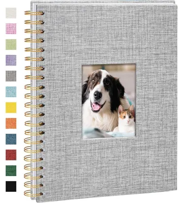 Productafbeelding van Fotoalbum, spiraalalbum, scrapboek, zelf te gebruiken, linnen, 28 x 20,5 cm, 80 pagina's, grijs