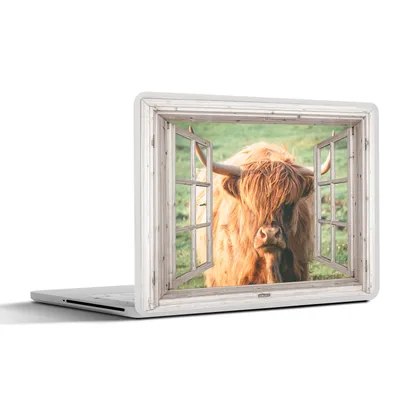 Produktbild von MuchoWow® Laptop Aufkleber Sticker Cover Schottischer Highlander - Kuh - Ansicht 32.5x23.5 cm - Sticker für Laptop - Selbstklebend