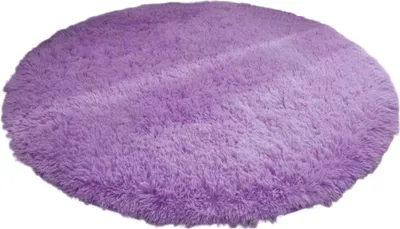 Produktbild von Teppich - Shaggy - Rund - Lila - 100x100cm - Rutschfest Lila