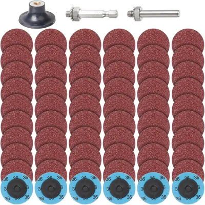 Produktbild von Schleifscheiben Set 63 Stück 50mm Roloc Schnellwechsel Körnung 36 für Winkelschleifer Metall Holz Stahl