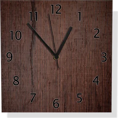 Produktbild von Wallario Design Wanduhr Holz-Optik Textur dunkelbraunes Holz aus Aluverbund, Größe 30 x 30 cm