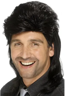 Immagine prodotto di Smiffys - Parrucca "Mullet" da uomo SM551 (Taglia unica) (Nero)