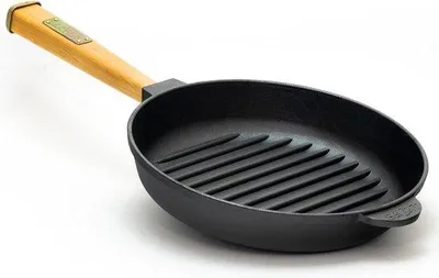 Immagine prodotto di Famanu, padella grill da 26 cm, rotonda, adatta per gas, barbecue, forno e induzione