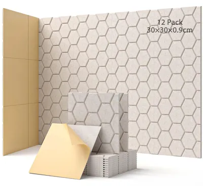 Obrázok produktu pre Akustické panely, 12 kusov - samolepiace - absorbéry zvuku - zvuková izolácia - 30 x 30 x 0,9 cm - vhodné na dekoráciu herných priestorov - absorbéry zvuku