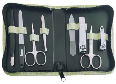Produktbild von 8-teiliges Maniküre-Set Echtleder Etui · Solingen Instrumente · Germany Grün