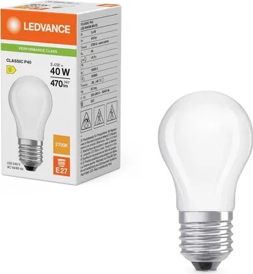 Obrázok produktu pre Ledvance LED žiarovka P45 kvapka 3,4W = 40W E27 matná 470lm teplá biela 2700K