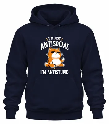 Produktbild von I'M NOT ANTISOCIAL I'M ANTISTUPID Statement Sarkasmus Hoodie Kapuzenpullover, Navy, XL