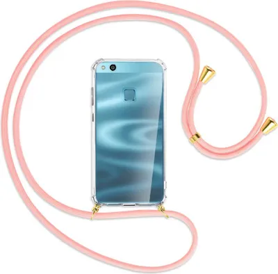 Produktbild von Handykette Backcover-Schutzhülle mit Band (Metall goldfarben) für Huawei P10 Lite - rosa