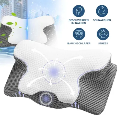 Produktbild von Nacken Therapiekissen Memory Schaum Anthrazit Orthopädisch Ergonomisch Schmerzen