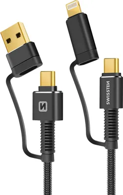 Produktbild von Swissten - Cabo Polyamid USB-C 4v1 1,5 m (antracit)