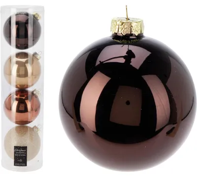 Produktbild von Weihnachtskugeln in Tube Bernsteinmischung 4 Stück ø10cm