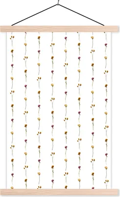 Produktbild von MuchoWow® Textilposter Blumen - Pastell - Muster 120x180 cm mit holzfarbenen Rahmen - Textil-Plakat