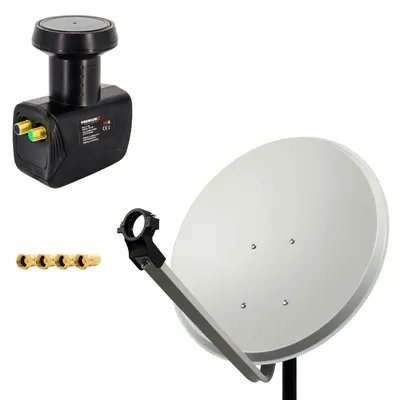 Produktbild von PremiumX SAT Anlage 60cm Satellitenschüssel ALU Twin LNB 4x F-Stecker