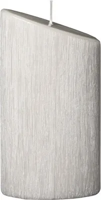 Produktbild von Kerze Ellipse abgeschrägt Struktura Chic Moonstone Hellgrau 12,5 x 9/5,5 cm, oberflächenveredelte, linierte Kerzen