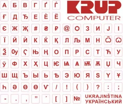 Obrázek produktu pro PremiumCord přelepky na klávesnici/ ukrajinské/ červené