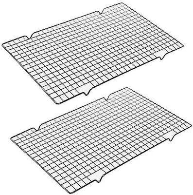 Produktbild von Kühlbrett aus Edelstahl - Set aus 2 Drahttrays für Cookies, Kuchen und Fleisch