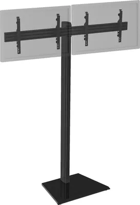 Image de Support TV sur pied - 2 écrans 50'' - 55'' Hauteur 240cm à poser noir