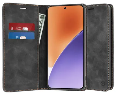 Produktbild von Techsuit Confy Book Wallet Klapphülle für Xiaomi 15 - Schwarz