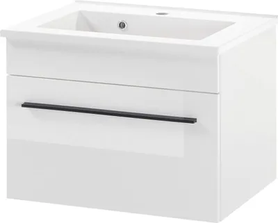 Produktbild von Waschtischunterschrank 60 cm inkl. Mineralgussbecken CHARLESTON-61 in Hochglanz weiß, B/H/T: ca. 60/44/45 cm
