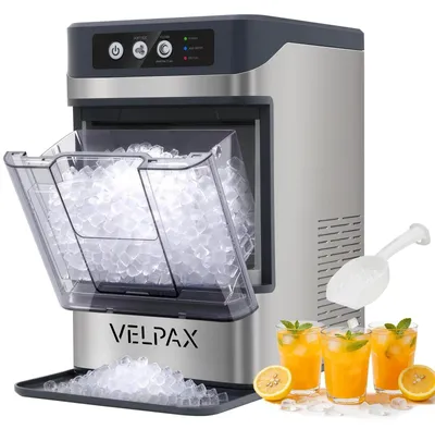 Image de Machine à glaçons de comptoir - Appareil de table - Production de 17 kg de glaçons par 24 heures - Glaçons prêts en 6 à 10 minutes - Nettoyage automatique - Fonctionnement silencieux (35 dB) - Alimentation : 110–240V, 120W
