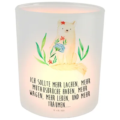 Produktbild von Mr. & Mrs. Panda Kerzen Windlicht Katze Blumen - Transparent - Geschenk, Miau, Kater, glas kerzenhalter, Hoffnungsvoll, Selfcare, Draußen