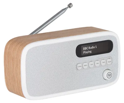 Image de VQ – Dexter – Radio – DAB/DAB+ Digitalradio mit UKW, Bluetooth-Lautsprecher, Wecker, wiederaufladbarer Akku, Echtholzgehäuse – Beiges Design von VQ
