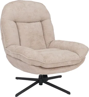 Immagine prodotto di Poltrona relax HWC-P32, poltrona TV con sospensione Nosag, poltrona imbottita, girevole in metallo tessuto/ceniglia tessile (370 g/m²) ~ crema