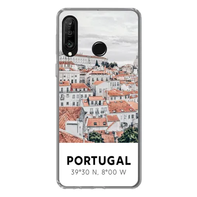 Produktbild von MuchoWow® Handyhülle Schutzhülle Hülle für Huawei P30 Lite Portugal - Europa - Rot - Silhouette Silikon Softcase Handy Hülle - Handyhülle