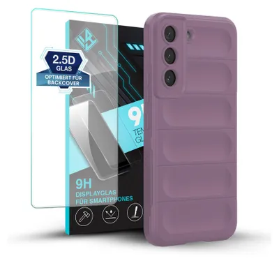 Produktbild von Handy Hülle für Samsung Galaxy S22 mit 9H Displayglas Displayschutz Plus Grip Case Cover Schutzhülle Softgrip Farbe: Violett