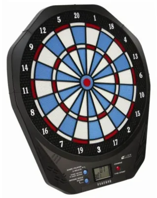 A digital dartboard with numbers and scoring display.