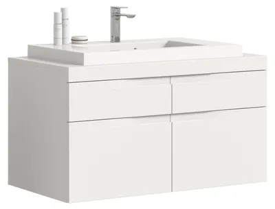 Produktbild von xonox.home Waschtisch inkl. Waschbecken Viana Weiß matt / Weiß 100 x 59 x 50 cm