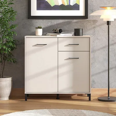 Image de Laerruu - Buffet, 93x40x90h cm Blanc Crème, un Tiroir
