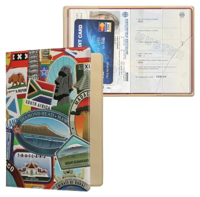 Produktbild von kwmobile Reisepass Kunststoff Schutzhülle - Ausweis Hülle Impfpass Schutz - Cover Reisepasshülle Ausweishülle - Reiseziele