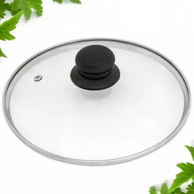Produktbild von MIKONI Topfdeckel Ø 26 cm | SCHWARZ - GRIFF | Glasdeckel mit Edelstahlrand Sichtdeckel Kochtopfdeckel Universaldeckel Pfannendeckel