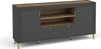 Produktbild von BETTSO Schubladenkommode mit Holzeinlegeböden für Schlafzimmer stilvoll MOSSA Schwarz