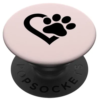 Immagine prodotto di PopSocket adesivo con motivo di una zampa di cane carino e un cuore, ideale per gli amanti dei cani