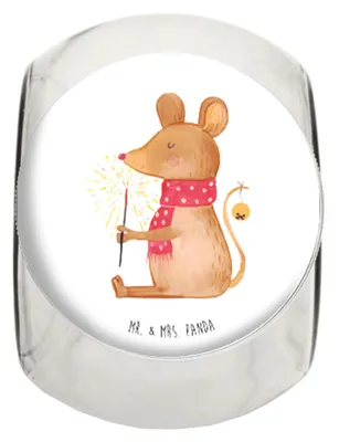 Produktbild von Mr. & Mrs. Panda gewürzglas Maus Weihnachten XL 2000ml - Weiß - Geschenk, Vorratsglas, Naschglas, Weihnachtsmotiv, Mäuschen, Teedose, Kaffeedose, Glasdose, Bonboniere