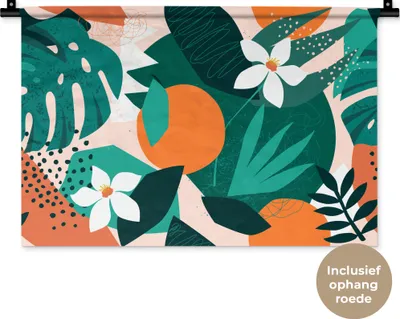 Produktbild von MuchoWow® Wandteppich Wandbehang Blumen - Obst - Dschungel 60x40 cm Tapisserie Dekoration Wandtuch - Wanddekorationen