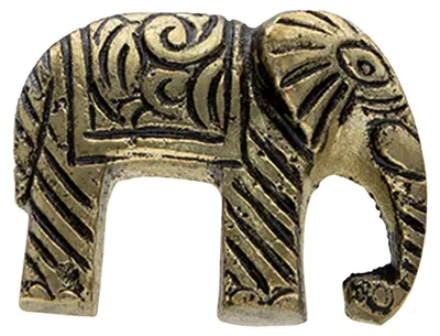 Image de Clayre & Eef Bouton de porte Éléphant 4x3 cm Pierre dorée