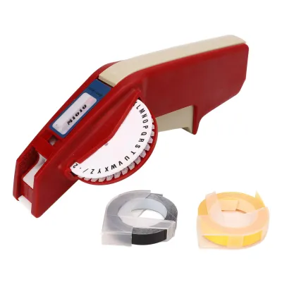 Immagine prodotto di Etichettatrice a rilievo, numeri e lettere chiare, utilizzabile con una sola mano, ABS resistente, ideale per l'etichettatura fai-da-te, rosso